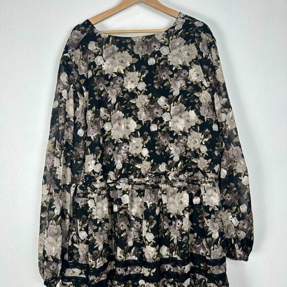 NWT En Saison Rena Mini Babydoll Black Floral Dress Plus Size 2X - Picture 13 of 16
